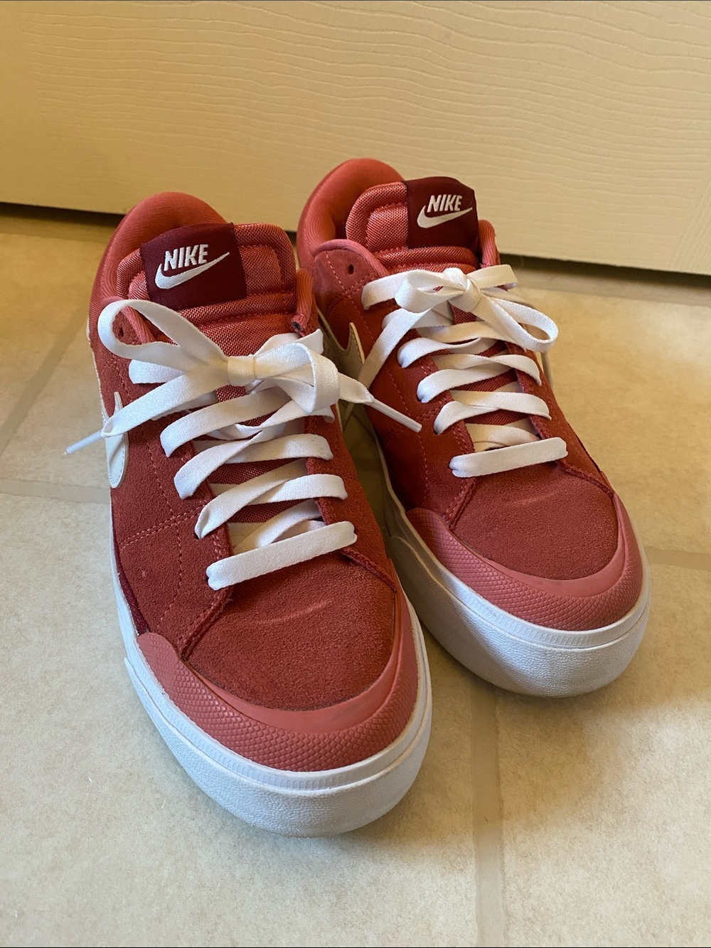 Nike Red Low-Top Sneakers with White Accents